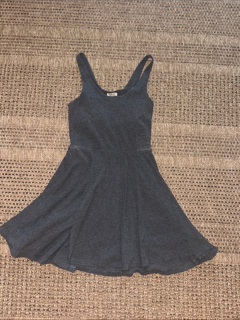 Who.A.U Women's Dark Gray Scoop Neck Knit Skater Dress